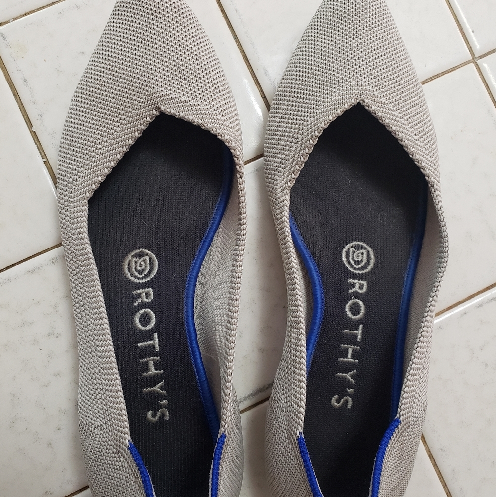Rothy's The Point Flax Birdseye Shoes Sz 7